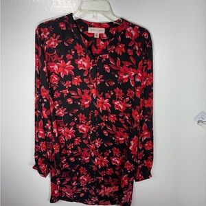 Philosophy Black and Red Floral Blouse 346